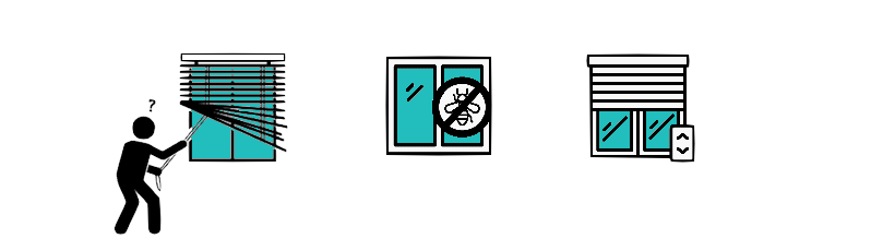 Žalúzie sieťky proti hmyzu a rolety